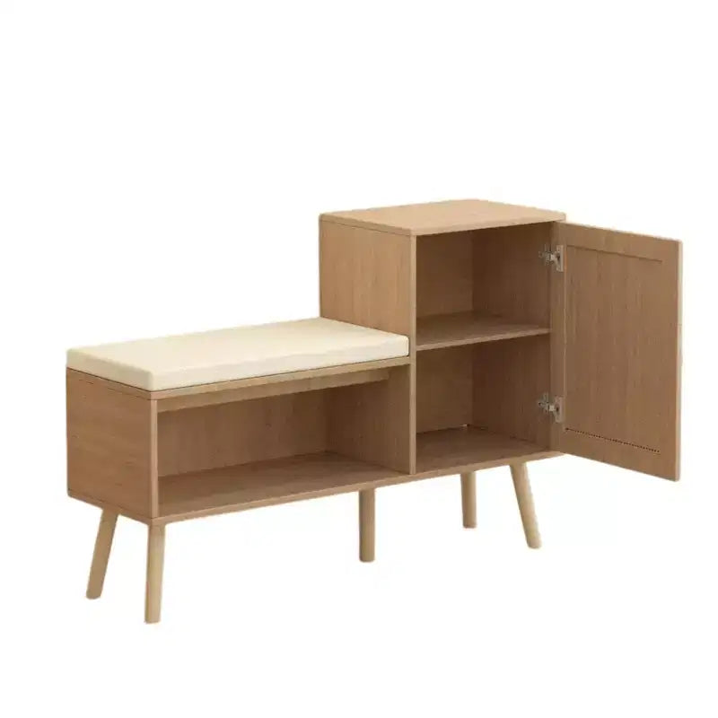 Panca scarpiera 2 in 1, scarpiera in rattan PP con 2 ripiani regolabili e cuscino di seduta rimovibile, organizer per scarpe