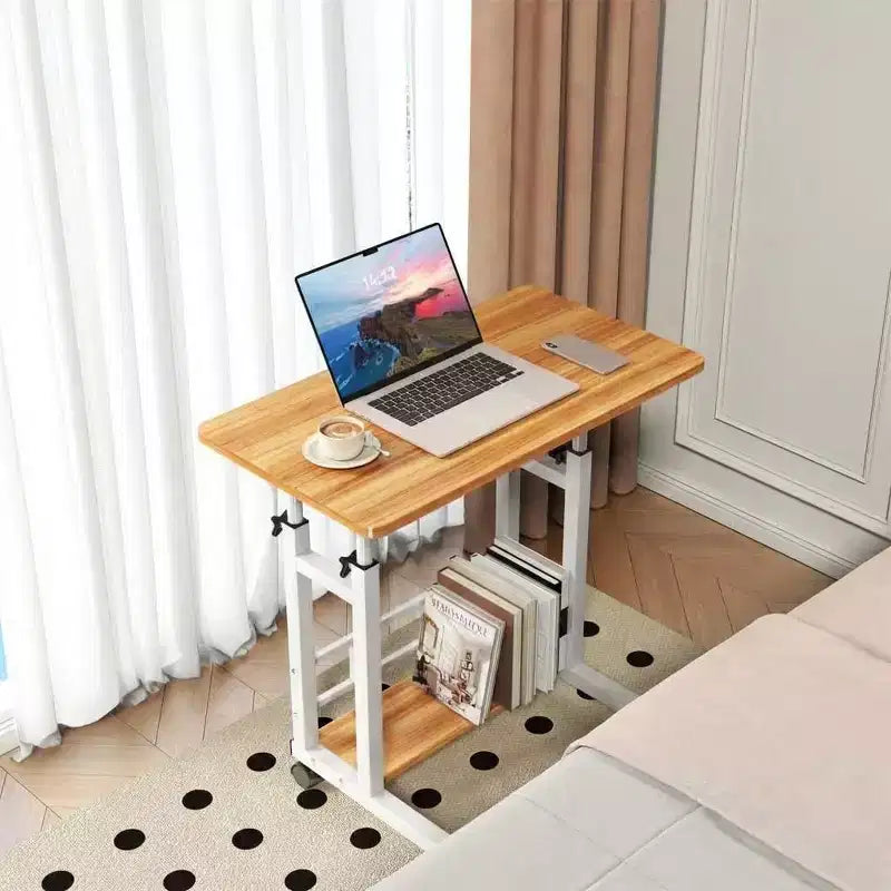 Scrivania regolabile in altezza, piccola scrivania mobile per computer portatile su rotelle, con ruote per ufficio a casa, altezza 27-35,5