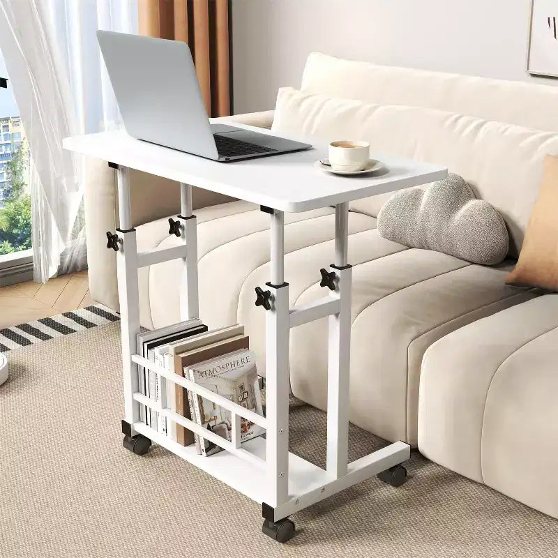 Standing Desk Adjustable Height, Mobile Small Stand Up Computer Rolling Desks Portable Laptop Desks with Wheels for Home Office, Height 27-35.5