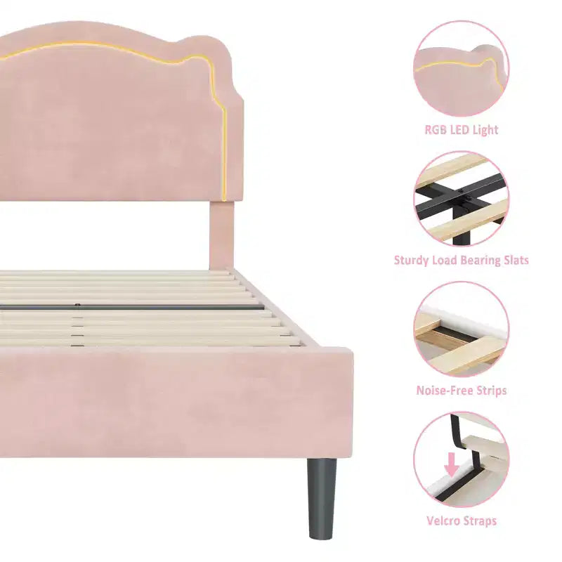 Lussuoso Telaio Letto in Velluto con Testiera a Testa d'Orso Regolabile, Letto Imbottito Silenzioso, Nessuna Rete a Molle Necessaria, Pezzo d'Arredo Moderno per la Camera da Letto