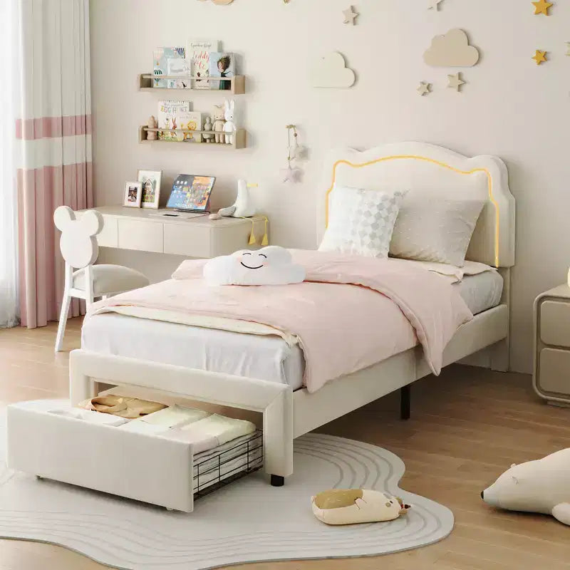 Lussuoso Telaio Letto in Velluto con Testiera a Testa d'Orso Regolabile, Letto Imbottito Silenzioso, Nessuna Rete a Molle Necessaria, Pezzo d'Arredo Moderno per la Camera da Letto