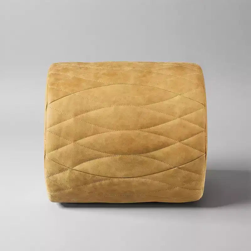 Industrial Genuine Leather and Aluminum Ottoman with Multi-Functional Design