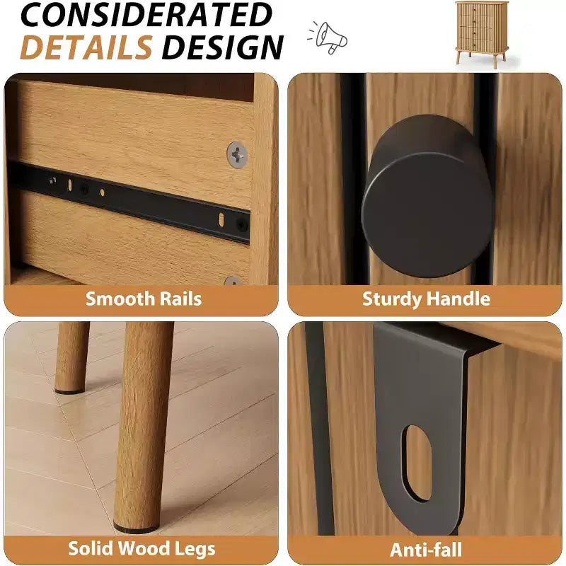 Comò a 6 cassetti per camera da letto, cassettiere doppie, comò in legno boho con maniglie nere, comodino per armadio, soggiorno