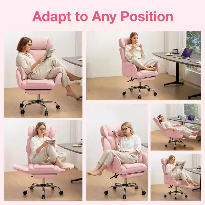 Adjustable Executive Cross-Legged Chair with Flip-up Armrests, Recline & Lumbar Support - 440 lb Capacity, Ideal for Home Office