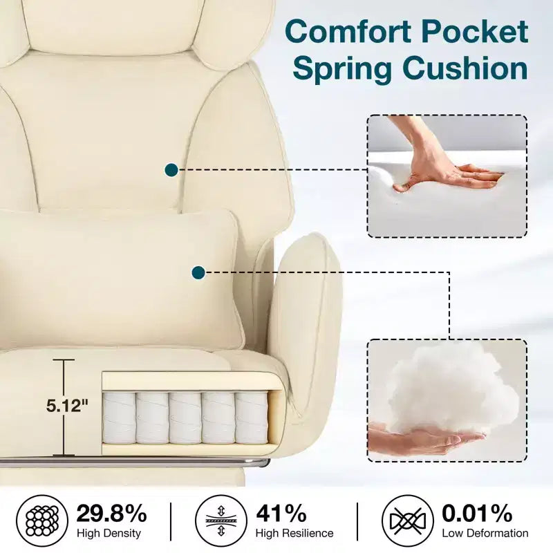 Adjustable Executive Cross-Legged Chair with Flip-up Armrests, Recline & Lumbar Support - 440 lb Capacity, Ideal for Home Office