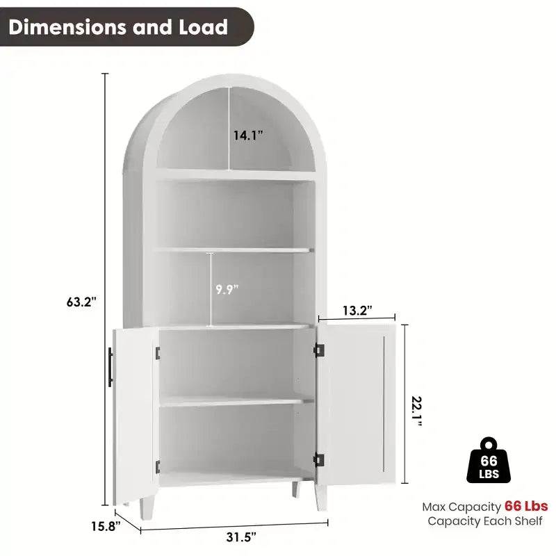 Libreria ad arco con ante in rattan, scaffale moderno a 5 ripiani per casa/ufficio/biblioteca