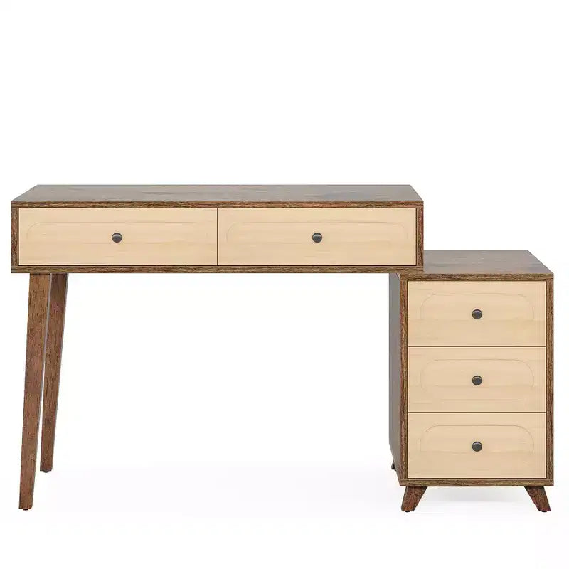 5 Drawers Computer Desk, 51 Study Writing Table with Reversible Drawer Cabinet