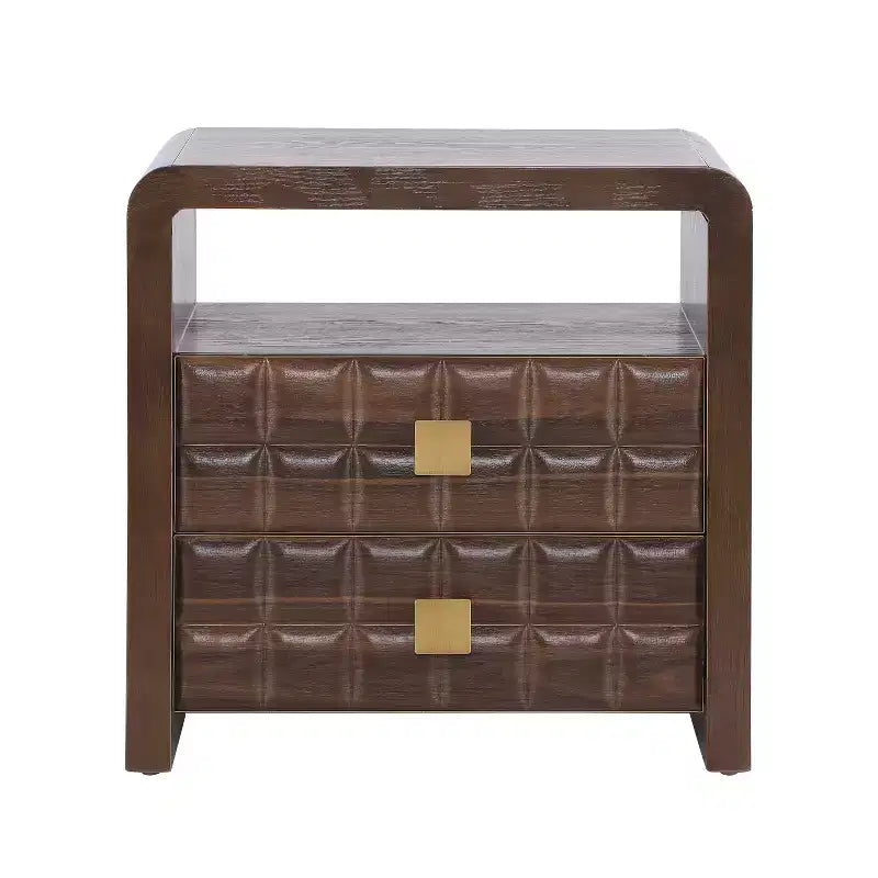 Comodino moderno con 2 cassetti e 1 ripiano aperto