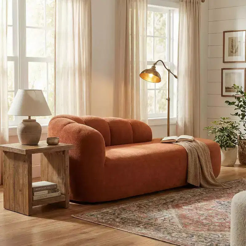 80" 3-Seater Modern Curved Upholstered Sofa
