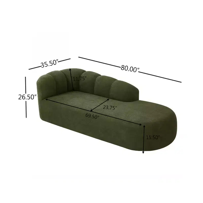 80" 3-Seater Modern Curved Upholstered Sofa