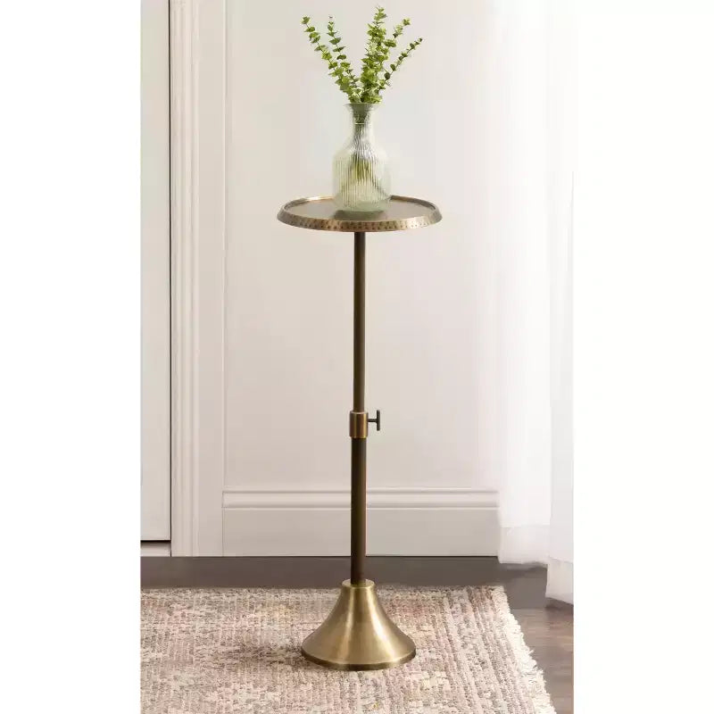 Tavolino portabevande in metallo regolabile, 11x11x30, oro