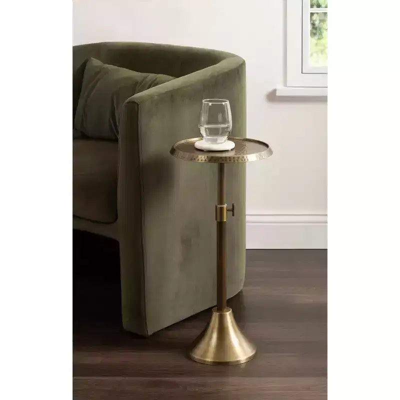 Tavolino portabevande in metallo regolabile, 11x11x30, oro