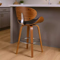 Sedia da bar girevole da 26" con schienale basso in similpelle marrone e ferro, altezza bancone