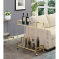 2 Tier Acrylic Glass Bar Cart Gold/Glass - Tempered Shelves, Swivel Wheels
