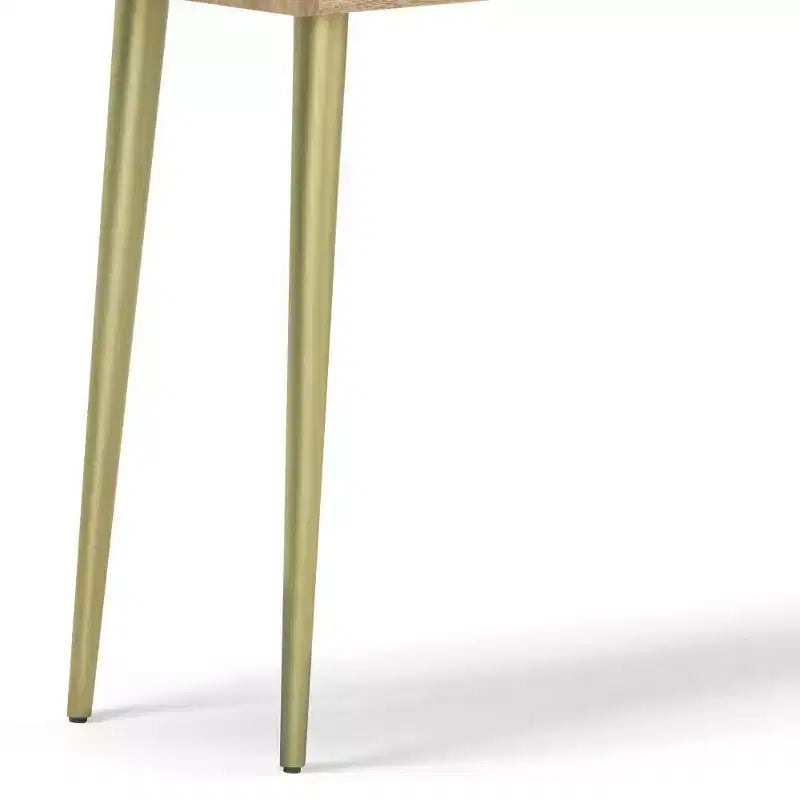 Consolle Naturale - Mid-Century Modern, Intarsio Geometrico in Ottone, Contenitore