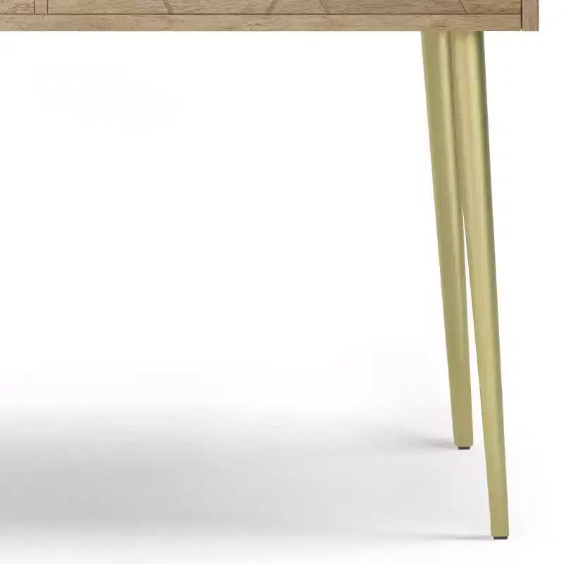 Consolle Naturale - Mid-Century Modern, Intarsio Geometrico in Ottone, Contenitore