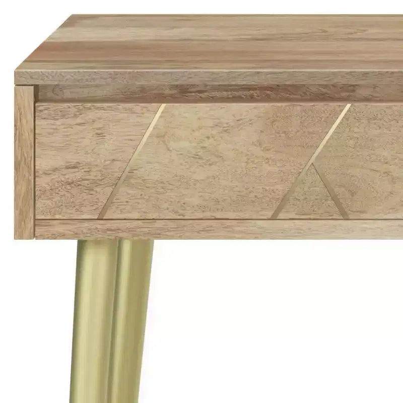 Consolle Naturale - Mid-Century Modern, Intarsio Geometrico in Ottone, Contenitore