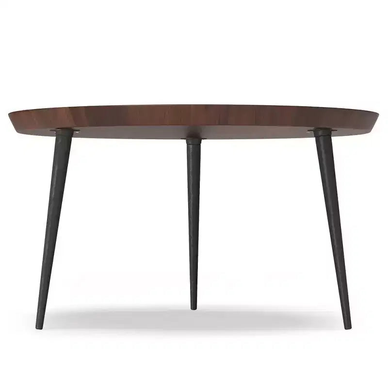 Coffee Table Cognac - Solid Wood, Flared Metal Legs, Industrial Design, 16.9"H