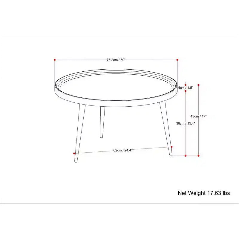 Tavolino da caffè cognac - Legno massello, gambe svasate in metallo, design industriale, 42,9 cm (A)