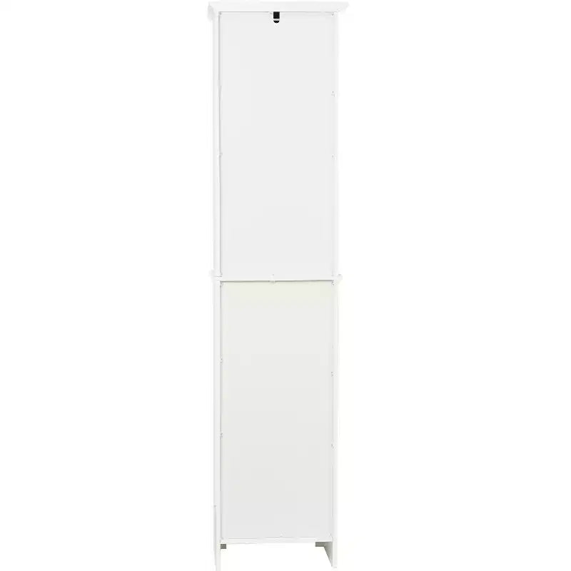 Mobile alto da bagno in MDF bianco, 170 cm, con torre per la biancheria