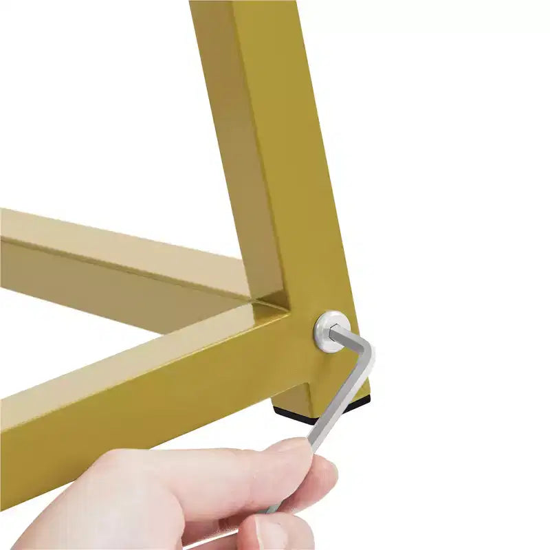 Tavolino moderno in vetro temperato con ripiano aperto per soggiorno, oro