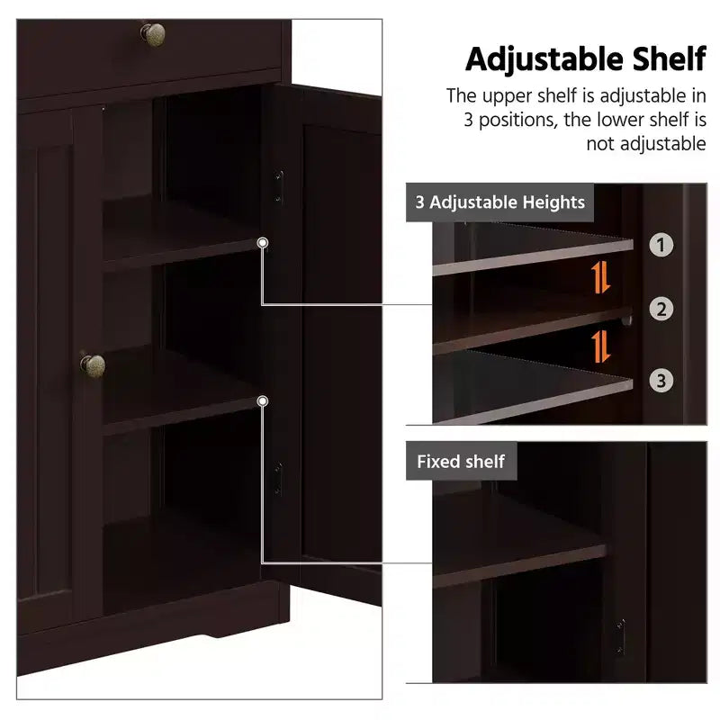 Free-Standing Floor Cabinet for Bathroom, Kitchen, Living Room