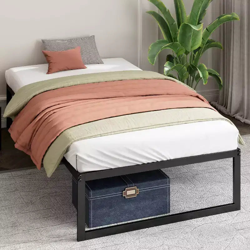 14" Metal Platform Bed Frame, Black